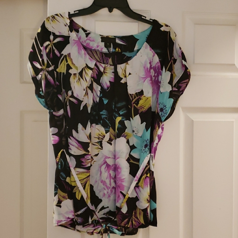 Worthington, floral blouse, w/waist tie, size XL